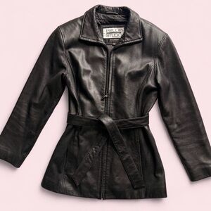 Pelle Studio Black Leather Belted Jacket